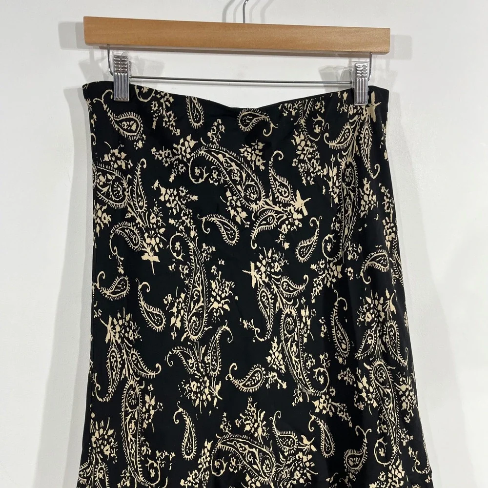 Karen Kane VTG 90s Fairy Grunge Paisley Ruffle Hem Midi Skirt Medium Renfair